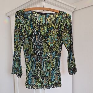 Violet & Claire Vibrant Paisley Blouse Medium Womens Like New